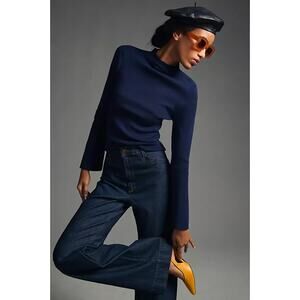 Maeve Anthropologie Arlowe Bell Sleeve Sweater Navy Blue Size Large